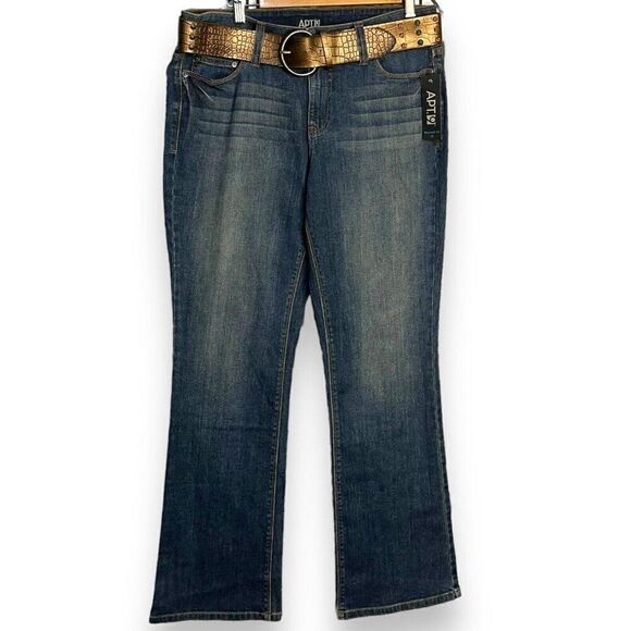 Apt 9 Maxwell Fit Bootcut Jeans Women's 10 Blue Belted Casual NEW Western Boho - Picture 1 of 11